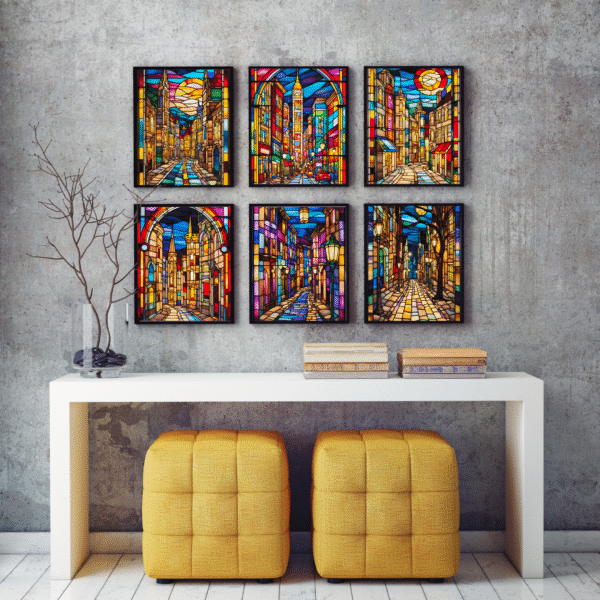 Set of 6 Framed Abstract Art Prints – 8" x 12"