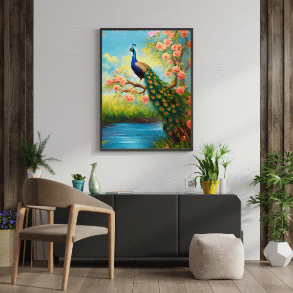 Majestic Peacock | Canvas Painting for Vastu | Beautiful Peacock Art for Harmony - Image 2