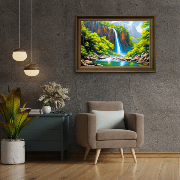 Canvas Print | Serene Waterfall | Vastu/Feng Shui | Balance, Harmony and Prosperity | Elegant Nature Landscape