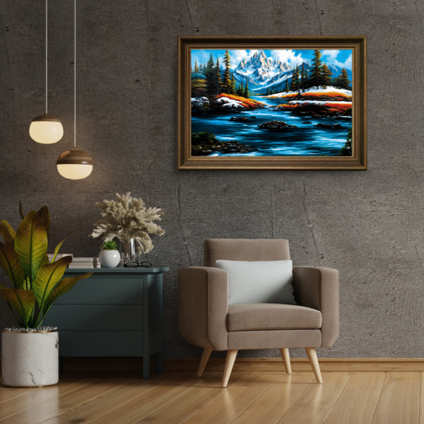 Canvas Print | Harmonious Mountain | Vastu/Feng Shui | Water and Mountains elements for Balance, Harmony and Prosperity | Elegant Nature Landscape - Image 2