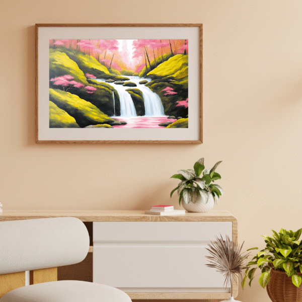 Canvas Print |  Elegant Waterfall Digital | Vastu/Feng Shui | Nature Landscape