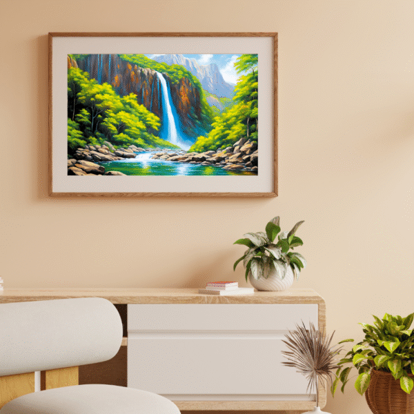 Canvas Print | Serene Waterfall | Vastu/Feng Shui | Balance, Harmony and Prosperity | Elegant Nature Landscape - Image 2