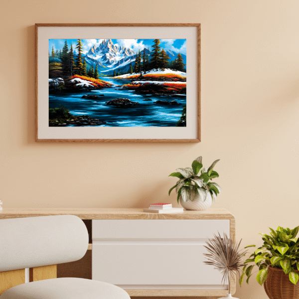 Canvas Print | Harmonious Mountain | Vastu/Feng Shui | Water and Mountains elements for Balance, Harmony and Prosperity | Elegant Nature Landscape