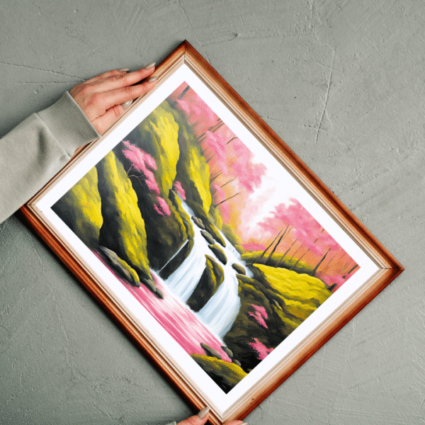 Canvas Print |  Elegant Waterfall Digital | Vastu/Feng Shui | Nature Landscape - Image 4