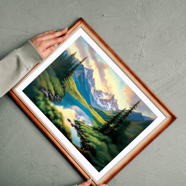 Canvas Print | Alpine Lake and Mountain Digital Canvas Print – Vastu/Feng Shui - landscape Wall Art for Positive Energy | Elegant Nature Landscape - Image 4