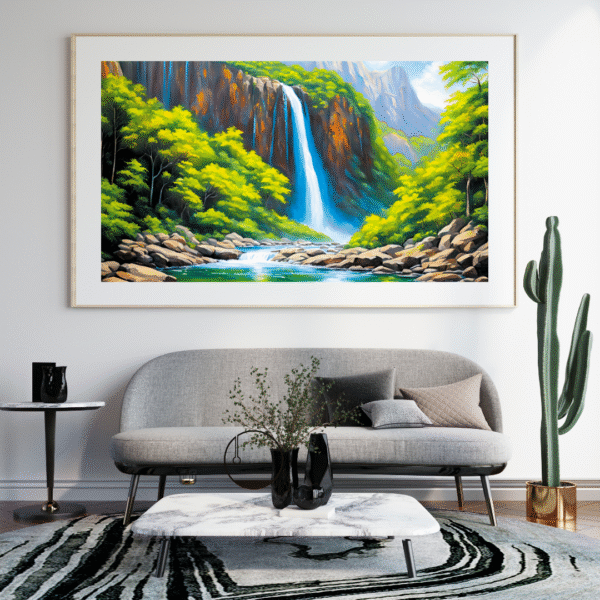 Canvas Print | Serene Waterfall | Vastu/Feng Shui | Balance, Harmony and Prosperity | Elegant Nature Landscape - Image 4