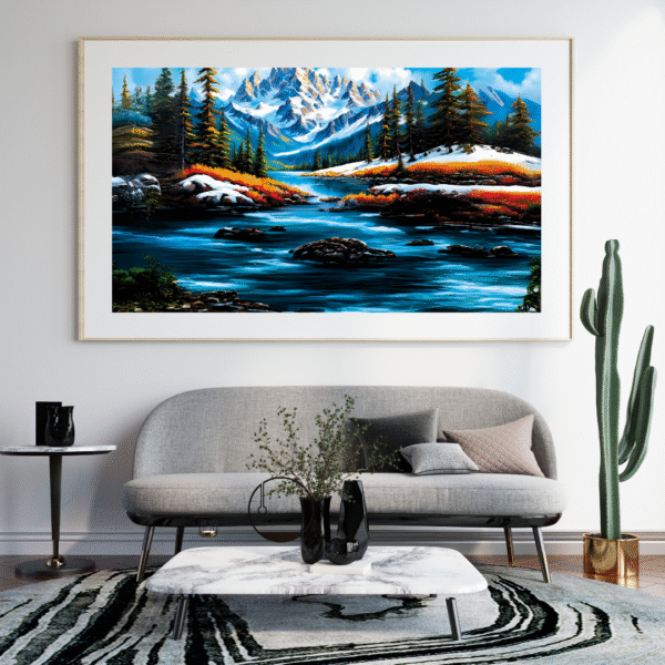 Canvas Print | Harmonious Mountain | Vastu/Feng Shui | Water and Mountains elements for Balance, Harmony and Prosperity | Elegant Nature Landscape - Image 4