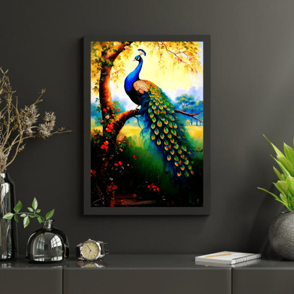 Peacock Painting for Vastu | Lush Garden Canvas Wall Art - Image 5