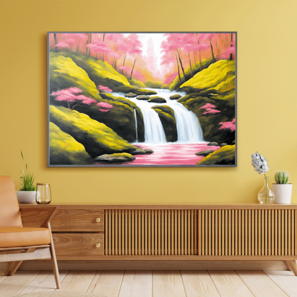 Canvas Print |  Elegant Waterfall Digital | Vastu/Feng Shui | Nature Landscape - Image 5