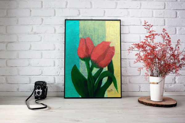 Hand Made Acrylic painting | Hard Canvas | Tulip (8" x 10")