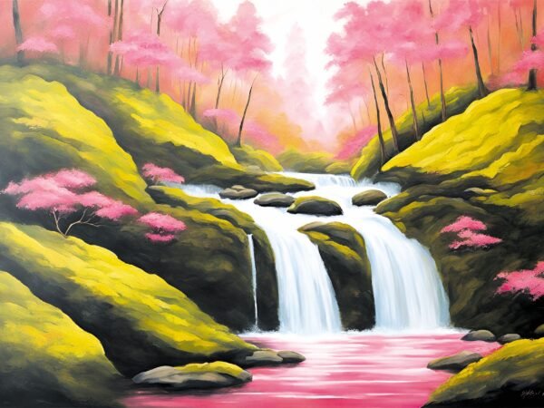 Canvas Print |  Elegant Waterfall Digital | Vastu/Feng Shui | Nature Landscape - Image 7