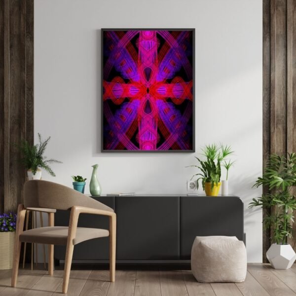 Geometric Abstract Wall Decor | Crimson & Violet Mandala Art Canvas Print - Image 2