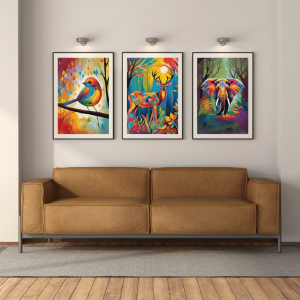 Canvas Print - Animals | Abstract Art |  Wall Art | Wall Decor | Home Decor | Set of 3 - Image 2