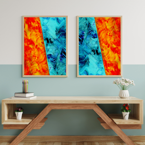 Canvas Print - Bliss and Blues | Abstract | Wall Decor | Wall Art | Home Decor | Set of 2 - Image 2