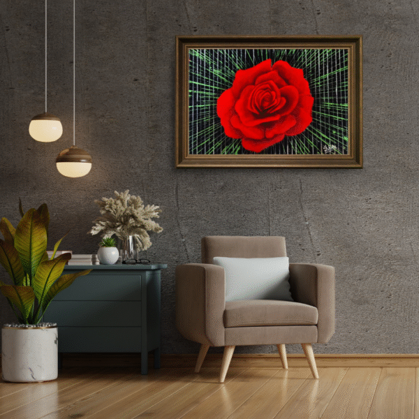 Canvas-Print - Red Rose Blossoming | Acrylic painting | Abstract painting | Wall Art | Home Decor | Wall Decor - Image 5