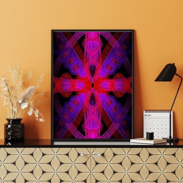 Geometric Abstract Wall Decor | Crimson & Violet Mandala Art Canvas Print - Image 6