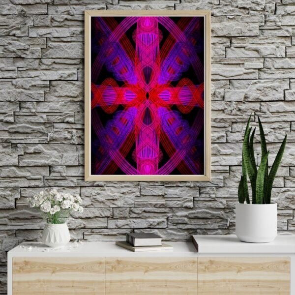 Geometric Abstract Wall Decor | Crimson & Violet Mandala Art Canvas Print - Image 7