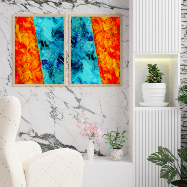 Canvas Print - Bliss and Blues | Abstract | Wall Decor | Wall Art | Home Decor | Set of 2 - Image 3