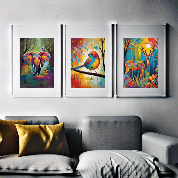 Canvas Print - Animals | Abstract Art |  Wall Art | Wall Decor | Home Decor | Set of 3 - Image 3