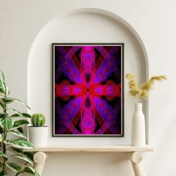 Geometric Abstract Wall Decor | Crimson & Violet Mandala Art Canvas Print - Image 3