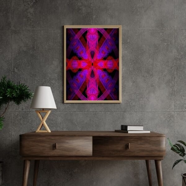 Geometric Abstract Wall Decor | Crimson & Violet Mandala Art Canvas Print - Image 4