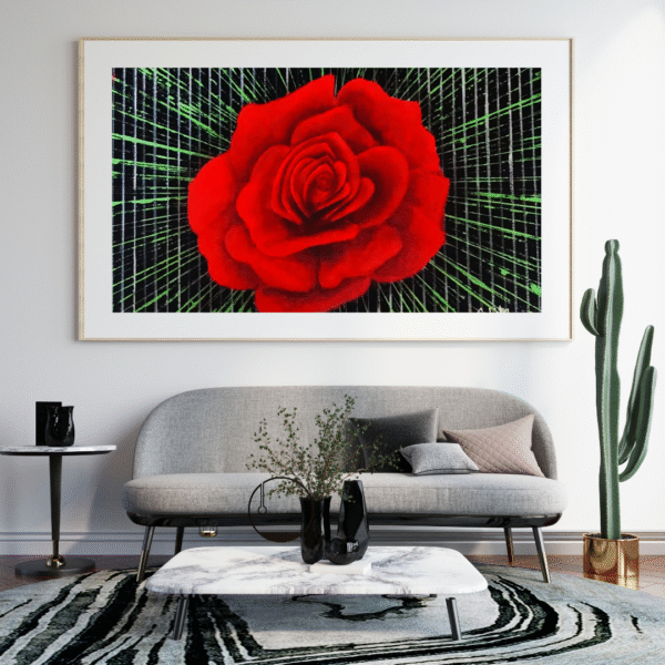 Canvas-Print - Red Rose Blossoming | Acrylic painting | Abstract painting | Wall Art | Home Decor | Wall Decor