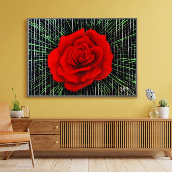 Canvas-Print - Red Rose Blossoming | Acrylic painting | Abstract painting | Wall Art | Home Decor | Wall Decor - Image 3