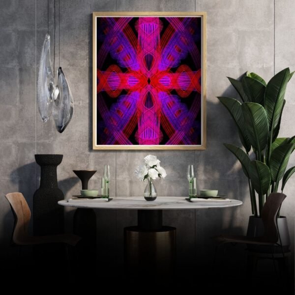 Geometric Abstract Wall Decor | Crimson & Violet Mandala Art Canvas Print - Image 5