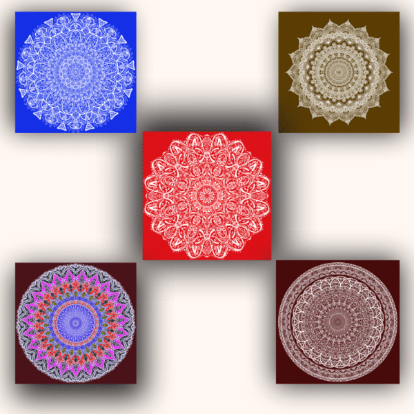 Mandala Art Sticker | 7.5" x 7.5" | Vinyl | Self Adhesive | Wall Art | Set of 5