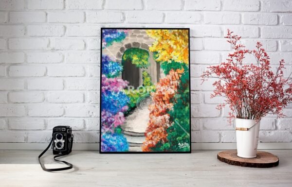 Canvas-Print - Flowers in Alley | Acrylic painting | Wall Art | Home Decor | Wall Decor