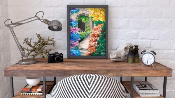 Canvas-Print - Flowers in Alley | Acrylic painting | Wall Art | Home Decor | Wall Decor - Image 3