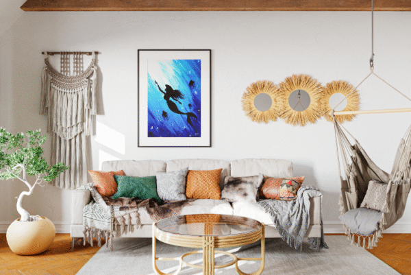 Underwater Fantasy Canvas Print - Ocean's Whisper | Dreamy Midnight Blue Mermaid Design - Image 3