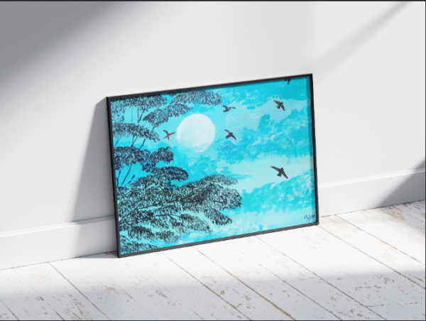 Canvas-Print - Birds in Blue Sky | Acrylic painting | Abstract painting | Wall Art | Home Decor | Wall Decor - Image 2