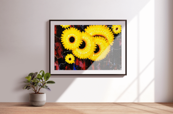 Canvas-Print - Yellow Flowers | Acrylic painting | Abstract painting | Wall Art | Home Decor | Wall Decor