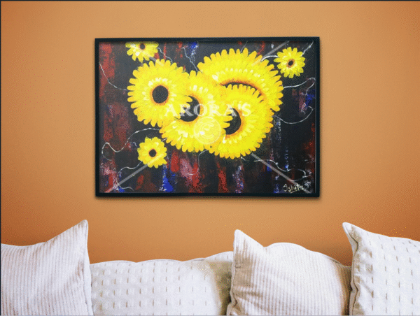 Canvas-Print - Yellow Flowers | Acrylic painting | Abstract painting | Wall Art | Home Decor | Wall Decor - Image 2