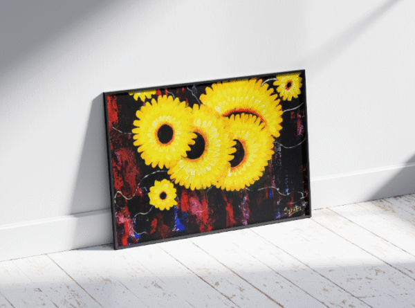 Canvas-Print - Yellow Flowers | Acrylic painting | Abstract painting | Wall Art | Home Decor | Wall Decor - Image 3