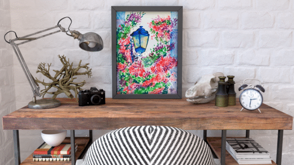 Blooming Alleyway Lantern Canvas Print | Vibrant Watercolor Art for Home Decor - Image 3