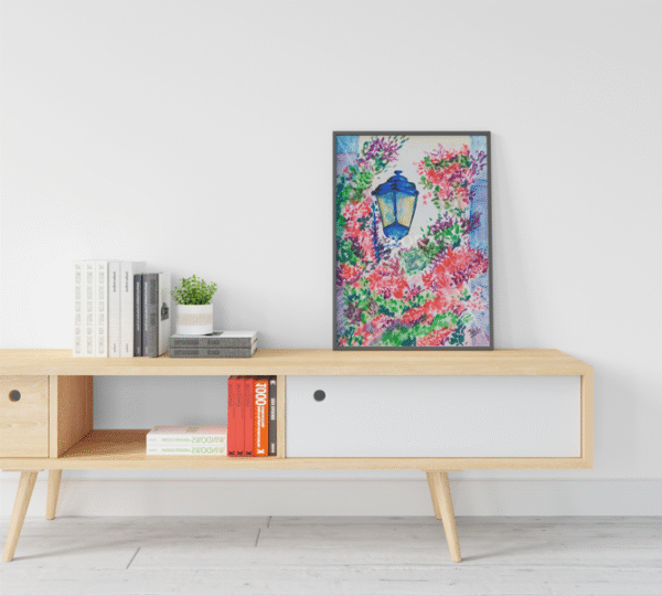 Blooming Alleyway Lantern Canvas Print | Vibrant Watercolor Art for Home Decor - Image 4