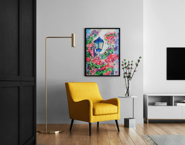 Blooming Alleyway Lantern Canvas Print | Vibrant Watercolor Art for Home Decor - Image 5