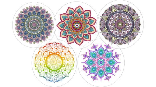 Mandala Art Sticker | 7.5" x 7.5" | Set of 5 | Design-1