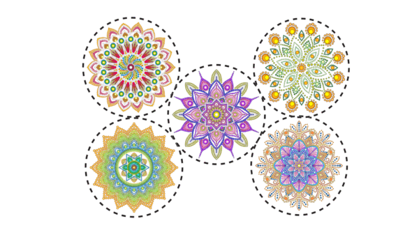 Mandala Art Sticker | 7.5" x 7.5" | Set of 5 | Design-2
