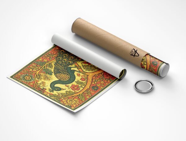 Kalamkari Peacock Canvas Print | Traditional Indian Wall Art - Image 7