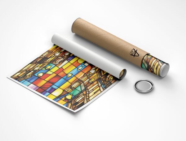 Stained Glass Cityscape Canvas Print – Urban Mosaic - Image 7