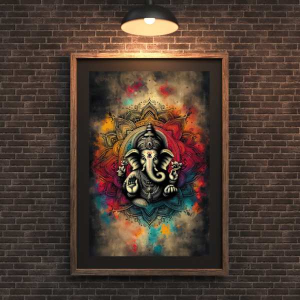 Blessings of Ganesha – Vibrant Ganesh Chaturthi Wall Art | Unframed Canvas Print for Festive Home, Pooja Room & Spiritual Decor - Image 2