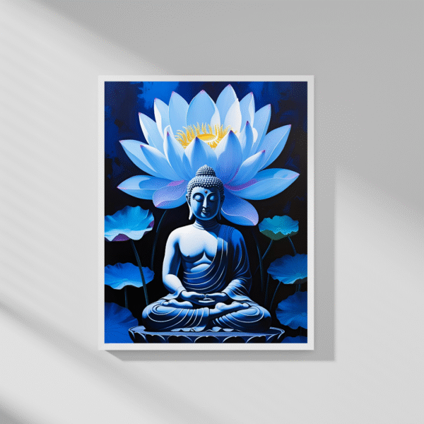 Lotus Buddha Canvas Print – Meditative Blue Buddha with Radiant Lotus Flower | Spiritual Wall Art for Home, Meditation Room & Yoga Studio - Image 6