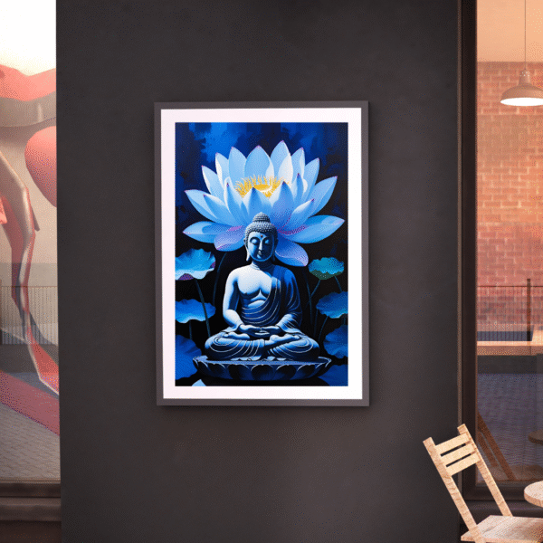 Lotus Buddha Canvas Print – Meditative Blue Buddha with Radiant Lotus Flower | Spiritual Wall Art for Home, Meditation Room & Yoga Studio - Image 7
