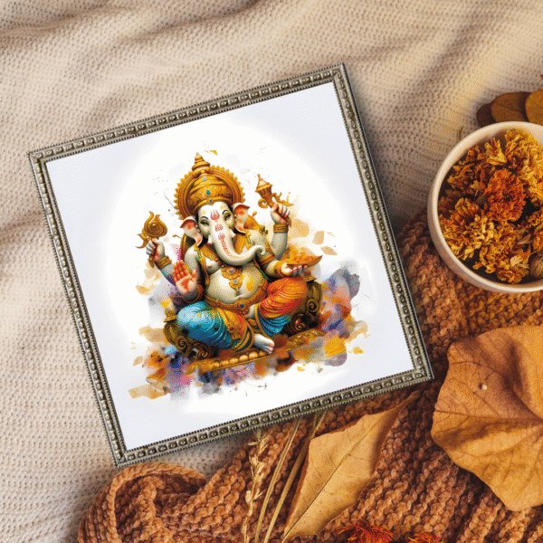 Siddhivinayak – Lord Ganesha Wall Art Canvas Print with Vibrant Splash Aura – Unframed Festive Décor for Ganesh Chaturthi, Temple Room, or Spiritual Gifting - Image 2