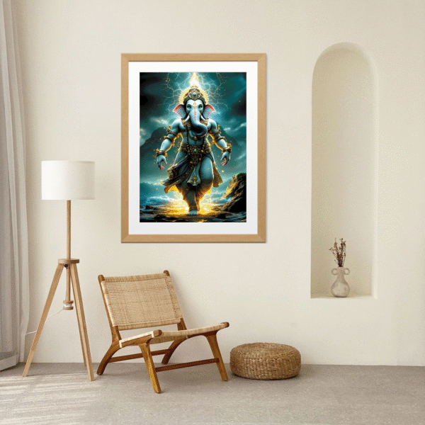 Vighnaharta - Majestic Ganesha Canvas Wall Art for Ganesh Chaturthi – Unframed Festive Print Featuring Lord Ganesha with Divine Glow – Hindu Spiritual Décor for Home, Puja Room, or Gifting - Image 4