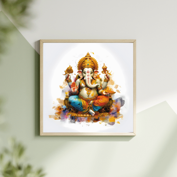 Siddhivinayak – Lord Ganesha Wall Art Canvas Print with Vibrant Splash Aura – Unframed Festive Décor for Ganesh Chaturthi, Temple Room, or Spiritual Gifting - Image 3