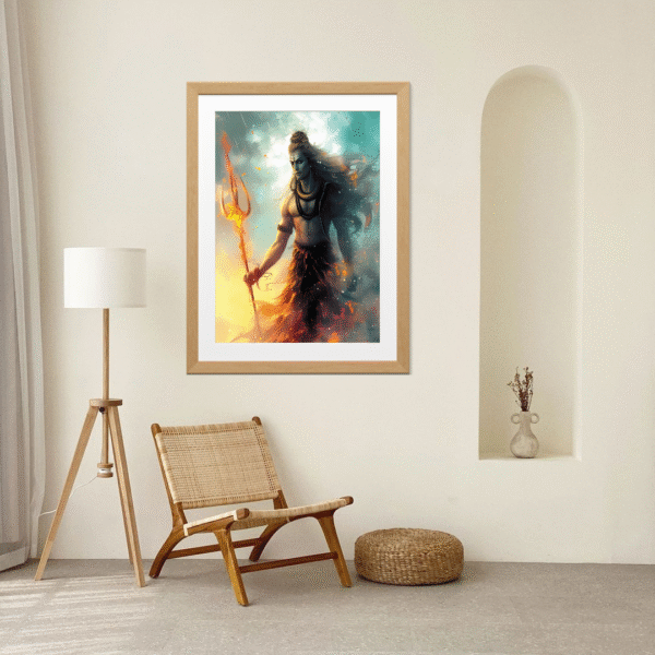 Mahadeva – Lord Shiva Wall Art Canvas Print | Unframed Spiritual Artwork with Fiery Aura & Trishul | Hindu God Art Print for Home Temple, Meditation Room, or Gifting - Image 4